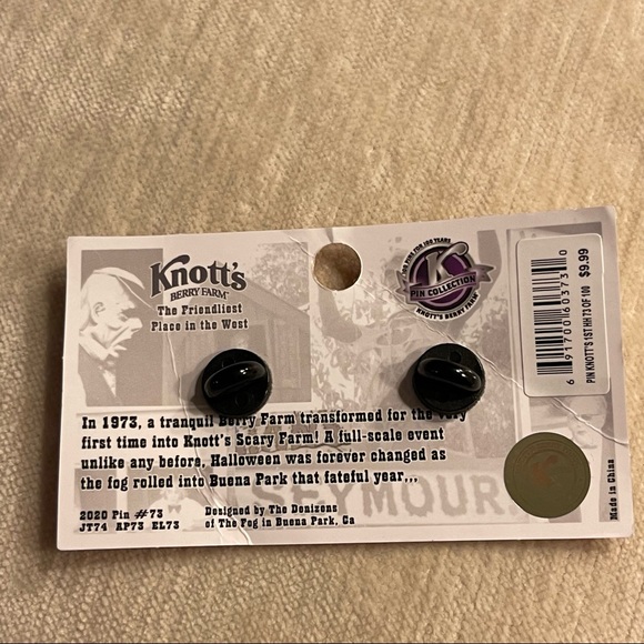 Knotts Berry Scary Farm Pin #73 FIRST HALLOWEEN HAUNT TICKET 100th Anniversary - Picture 2 of 3